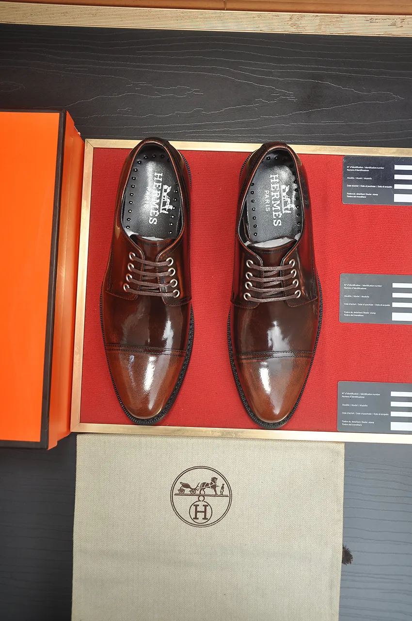 Men's shoes💰540💶[HERMES] (cowhide lining)🍀Italian top luxury🍀He does not pursue novel styles and gorgeous colors, but attracts the favor of successful men with his flawless, elegant and classic style. Formal leather shoes This very comfortable, simple and stable style allows you to easily match any style! The pattern is absolutely 1:1 refined from the original case, and we strive for excellence in materials, imported cowhide + cowhide lining💪💪💪extraordinary texture👍! .Code number: 39-45 (45 customized)